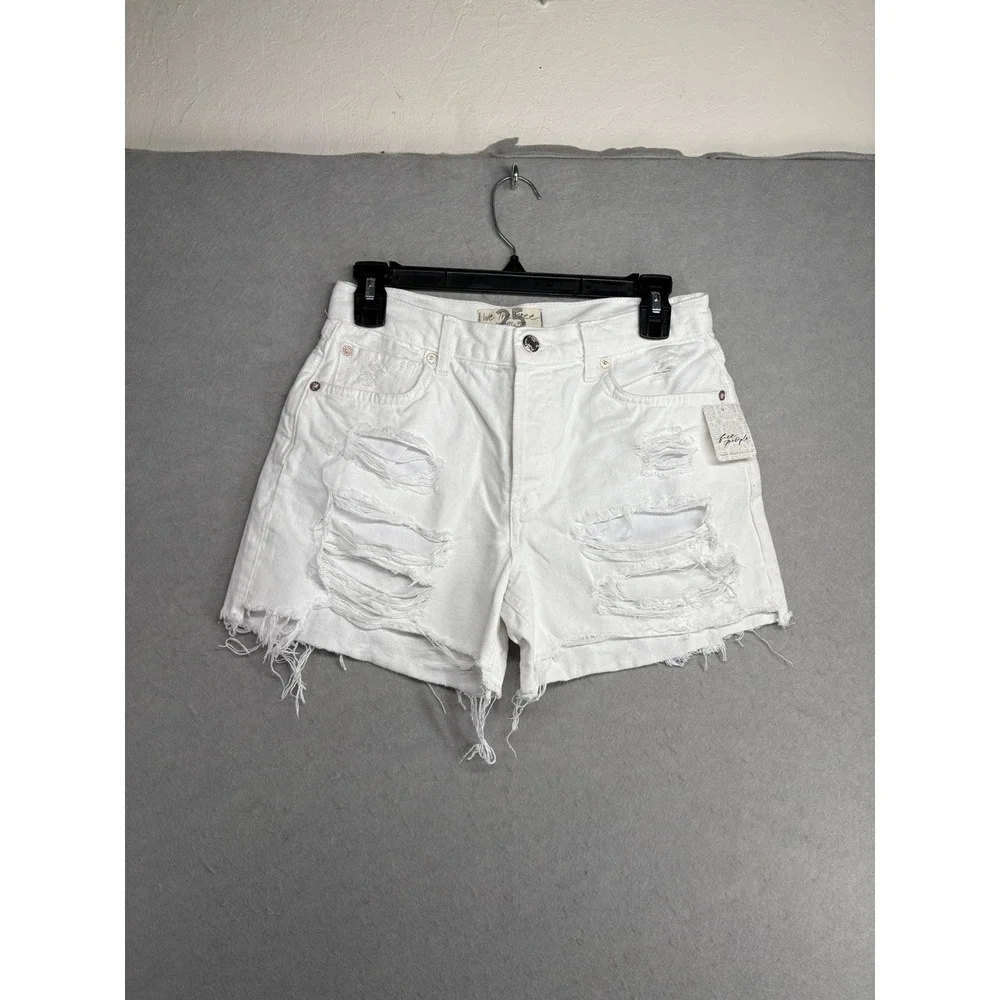 Free People White Distressed Button Fly Jean Shorts Sz 25 Women's New‎ W/ Tag